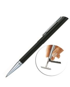 Długopis z pieczątką Heri diagonal 3021 czarno - srebrny mat + etui