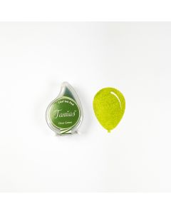 Łezka - poduszka z tuszem wodnym - zielony oliwkowy