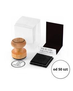 Stempel drewniany Stamp in a Box z Twoim nadrukiem - okrągły