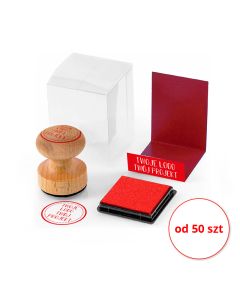 Stempel drewniany Stamp in a Box z Twoim nadrukiem - okrągły
