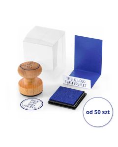 Stempel drewniany Stamp in a Box z Twoim nadrukiem - okrągły
