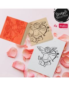 stempel kreatywny drewniany walentynkowy z kupidynem