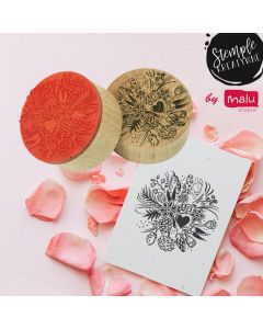 Stempel kreatywny walentynkowy drewniany bukiet kwiatów
