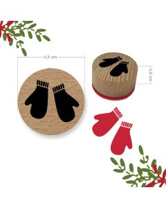 stempel kreatywny drewniany boże Narodzenie z odbiciem rękawiczki