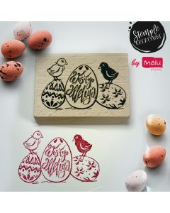 Stempel kreatywny drewniany wielkanocny z odbiciem pisanek