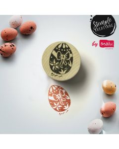 stempel kreatywny drewniany okrągły z jajkiem wielkanocnym