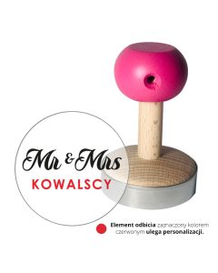 Stempel do ciastek i odbicie Mr & Mrs z nazwiskiem do personalizacji