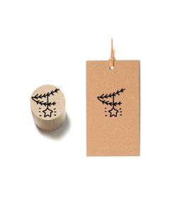 Drewniany stempel - gwiazdka na gałązce