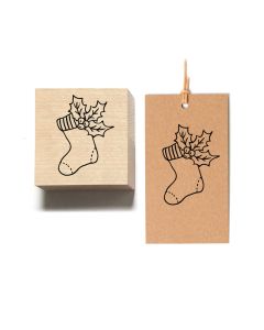 Drewniany stempel - skarpeta świąteczna