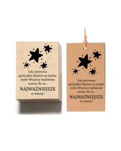 Drewniany stempel - gwiazdy + życzenia 01