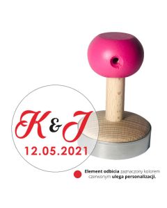 Stempel do ciastek oraz odbicie z inicjałami i datą do personalizacji