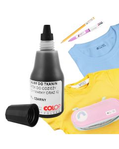 Tusz do uzupełniania pieczątek do ubrań odzieży, wodoodporny, czarny - 10ml