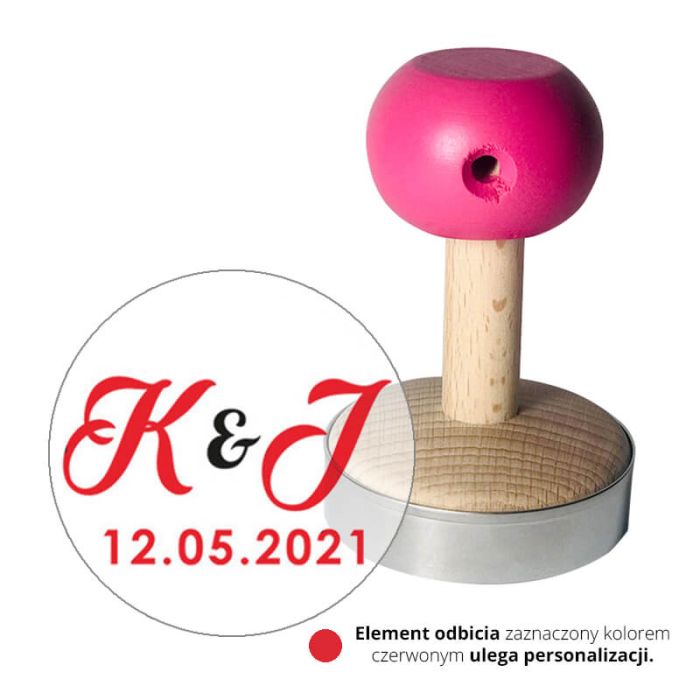 Stempel do ciastek oraz odbicie z inicjałami i datą do personalizacji